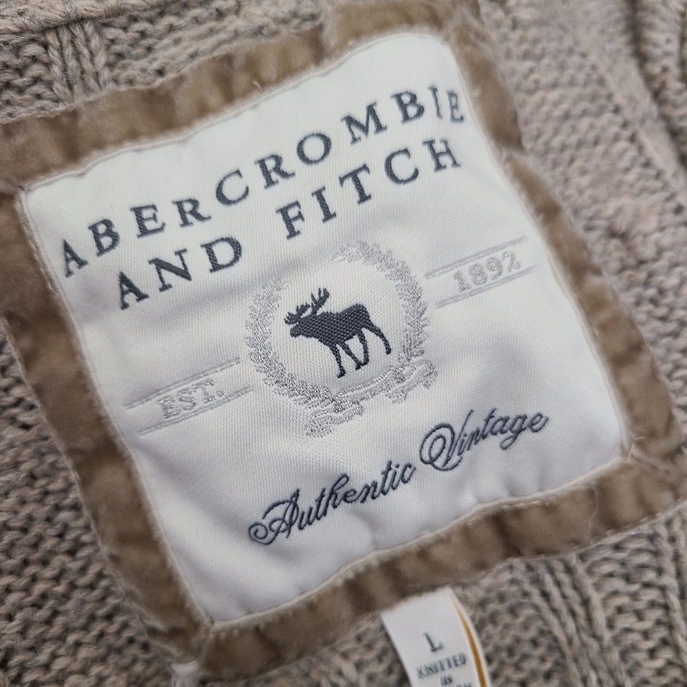 ♡ Y2K ♡ Abercrombie Beige Brown Cableknit Rabbit Hair Babydoll Cardigan Sweater - Picture 9 of 10
